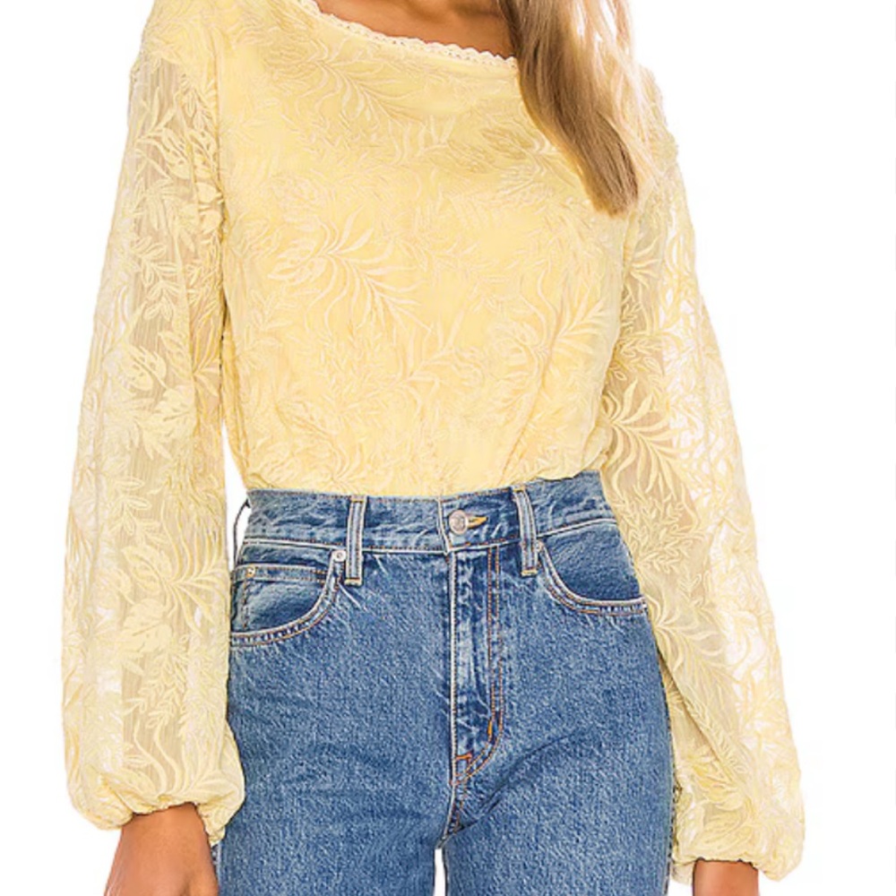 Yellow Lace Long Sleeve Top